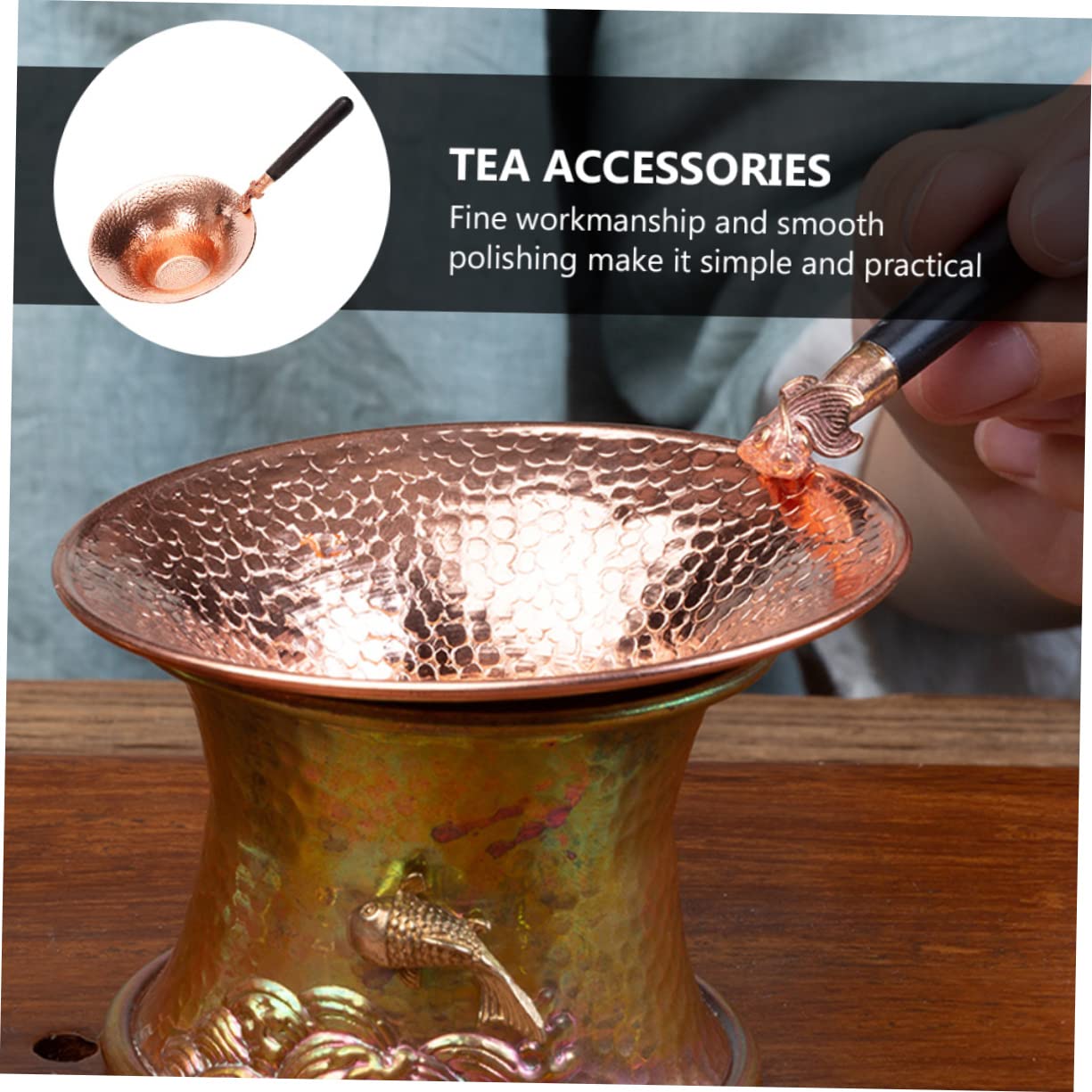 Amosfun 3 Piezas fuga de té colador de jugo cesta del infusor filtro de té de estilo japonés colador de infusionador de te infusor te chino de para cobre
