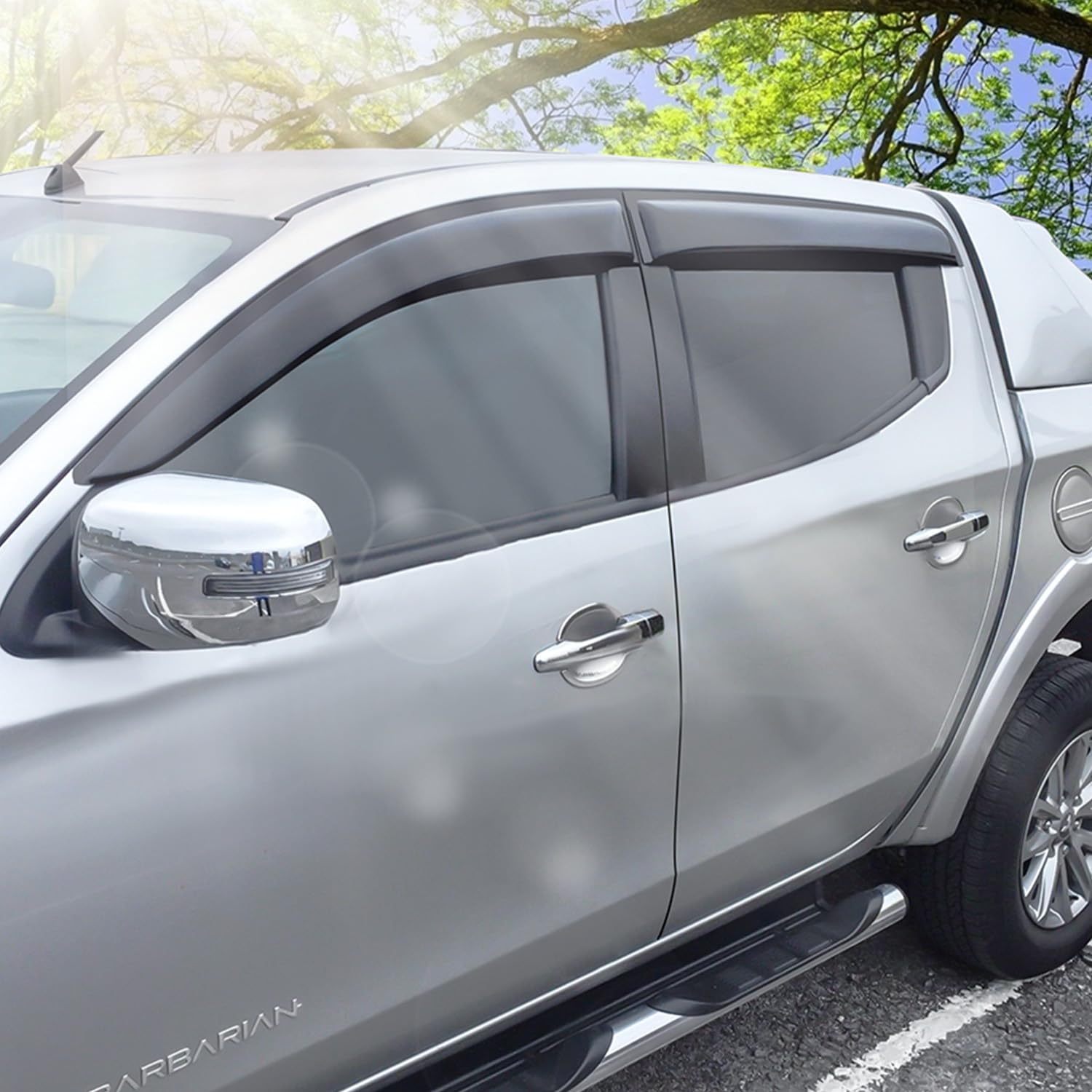 Deflecteurs d'air Déflecteurs de Vent pour Mitsubishi L200 Triton 2015-2022 Fiat Fullback Double Cabin 4pcs Pare-Pluie Pare-fumée Protection