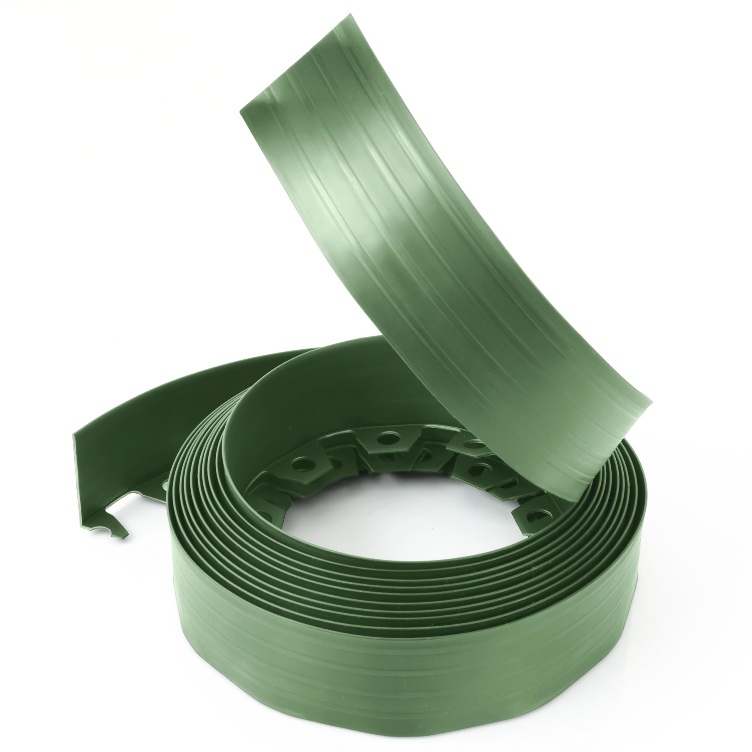 Lawn Garden Edging Border 32ft | 10m with Heavy-Duty Ground Stakes 8CM High Flexible Flower Bed Edge and Reinforced Plastic Pegs, Professional Landscape Dividers, Weather Resistant (Green)