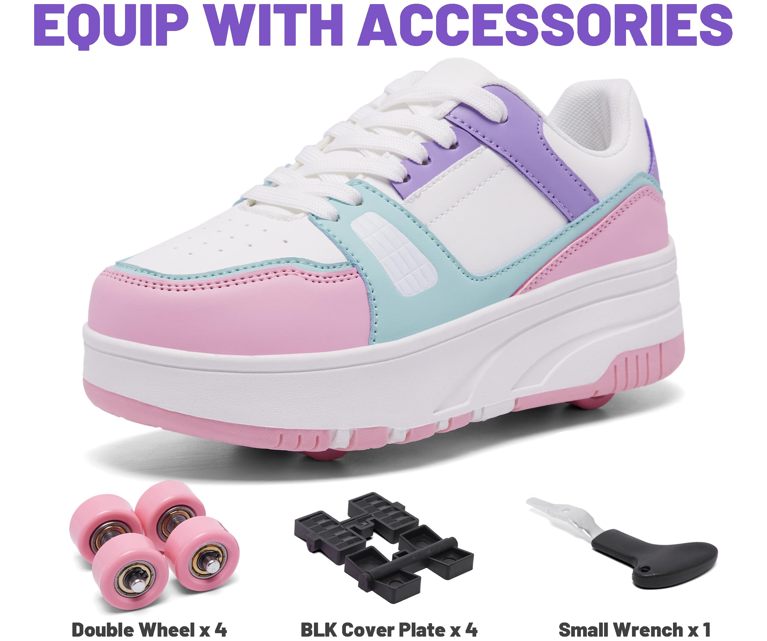 ANEFUN Ragazzi Ragazze Scarpe con Ruote Pattini Pattinaggio Bambini Pattini a Rotella Scarpe con 4 Ruote Rimovibili Comfort Sport Outdoor per Bambini