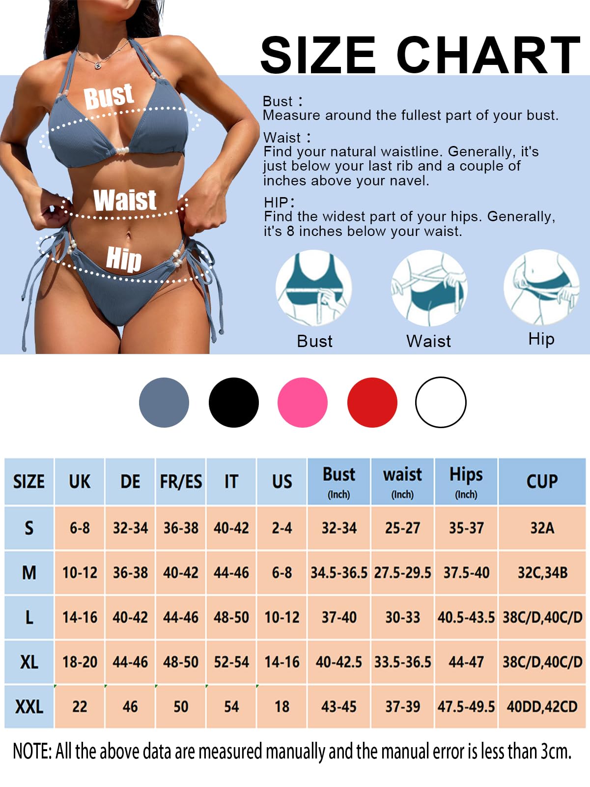 Rayson Damski 2-częściowy strój kąpielowy regulowany Halter Triangle Bikini Wyściełane Jednokolorowe Plaża z niskim stanem