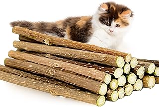 icoloursky 20Pcs Silvervine Sticks Natural, Organic, Matatabi Dental Sticks, Cat Toys, Cat Chew Stick, Catnip Toys, Silver Vine Kitty Chew Toys for Indoor Cats, Kitten Teething, Make Cats Exiced