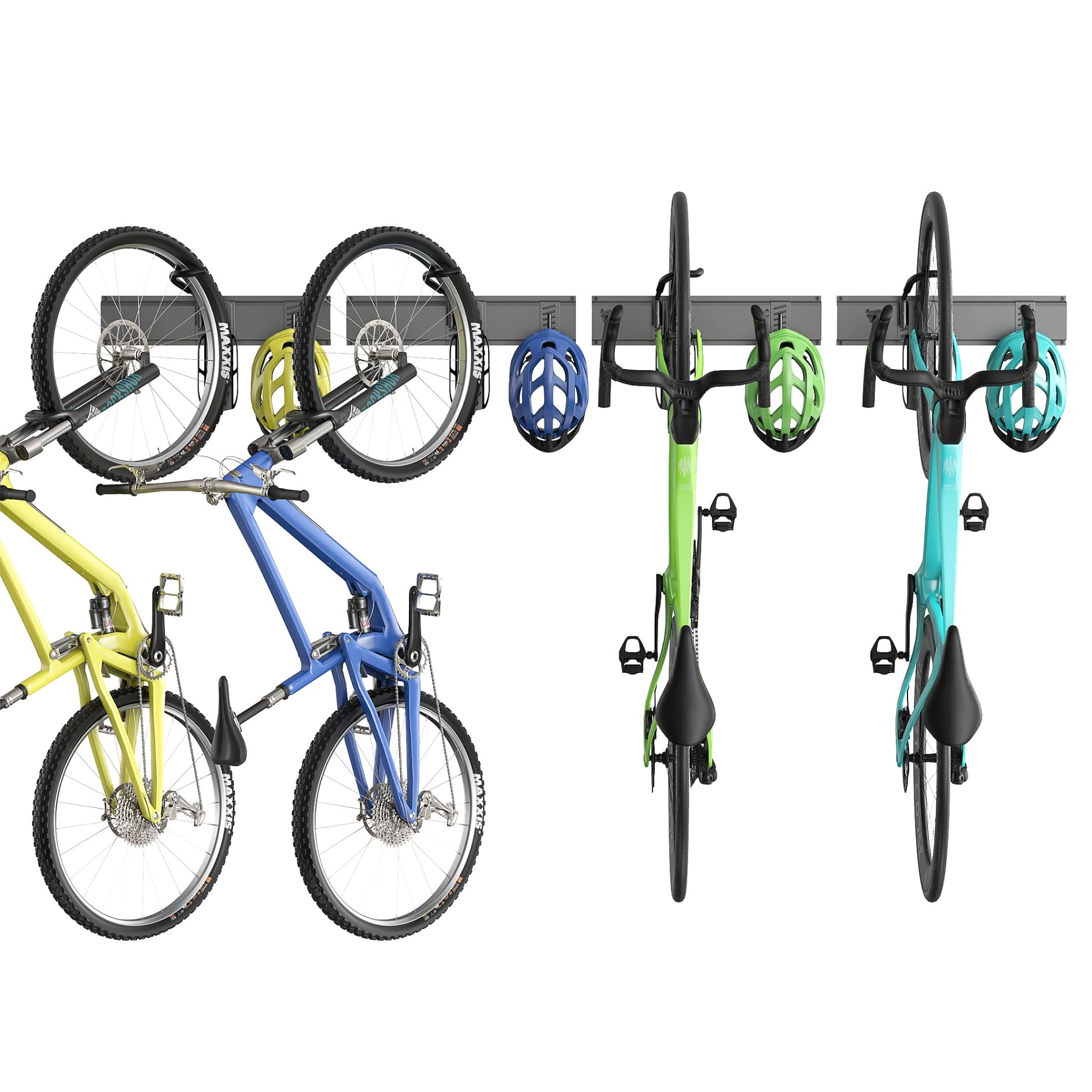 Photo 1 of WALMANN Wall Mounted Swivel Bike Rack for Garage, Rotating Vertical Bike Storage for 4 Bikes, Space-Saving Bike Hooks, 400 lbs Capacity(Hanging 4 Bikes)