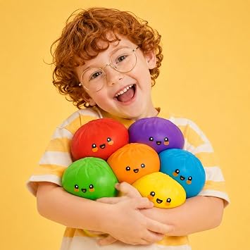 abeec Mystery Dumpling Squishy 3 Pack, Rainbow Glitter Edition, 10cm Full Size Squishy Dumplings in Sealed Steamers, 7 to Collect, Find the Ultra Rare Rainbow Glitter Dumpling, Age 3+