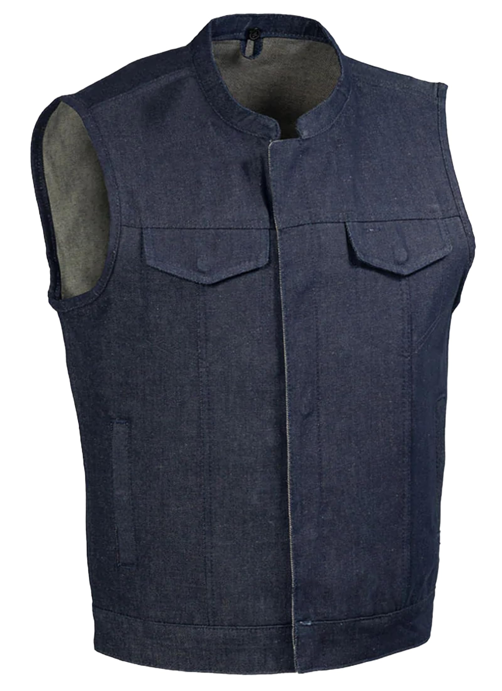 First Mfg Co - Kreshaw - Men's Motorcycle Biker Riding Blue Denim Vest - Small - Conceal Carry Pockets