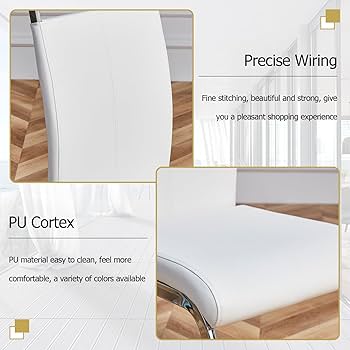 ホワイトレザー ガラステーブル Amazon.com - Ebullient Glass Dining Table Set for 6 ，7