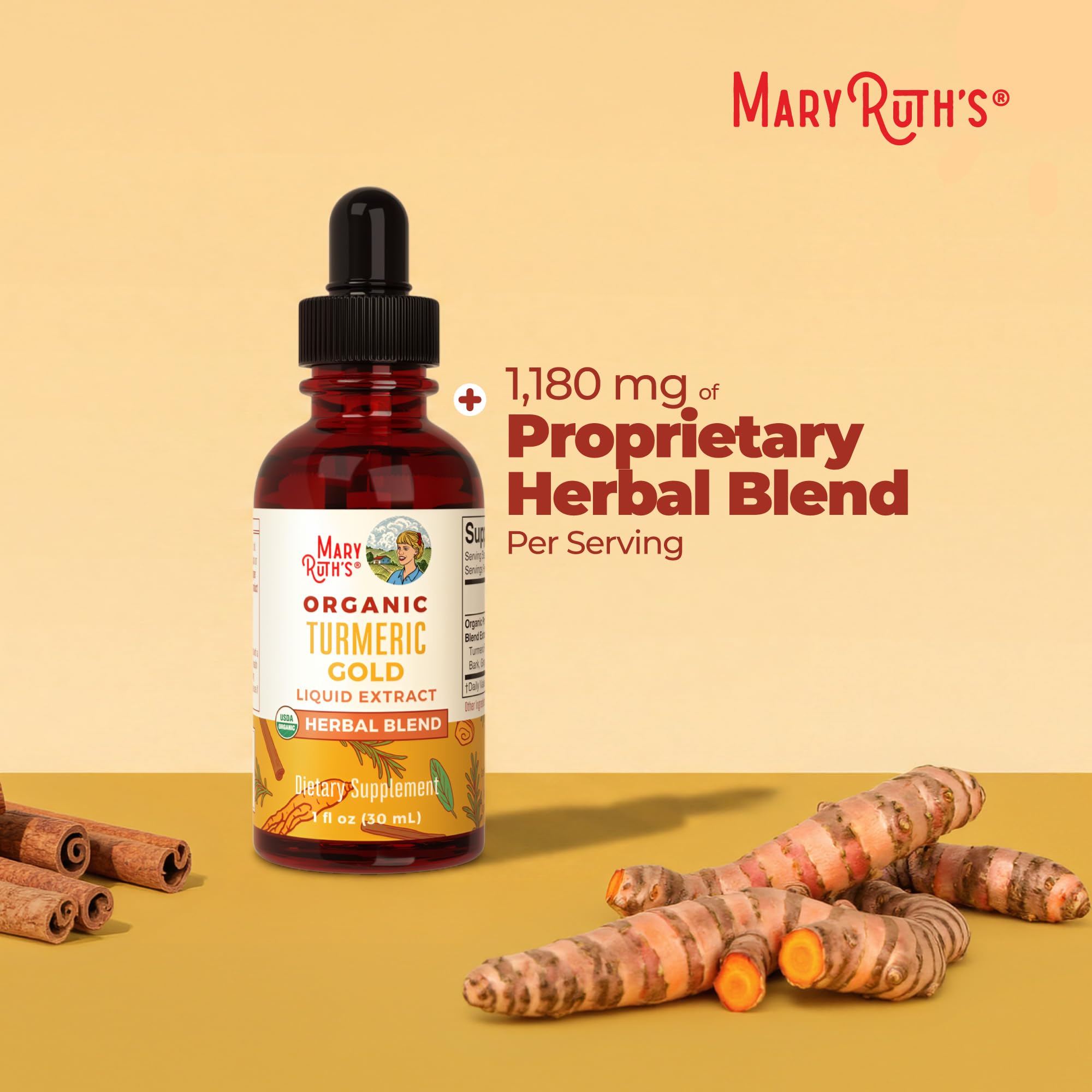 MARYRUTH'S USDA Organic Turmeric Gold Herbal Liquid Drops, Unflavored, 1 oz — Amazon image 6