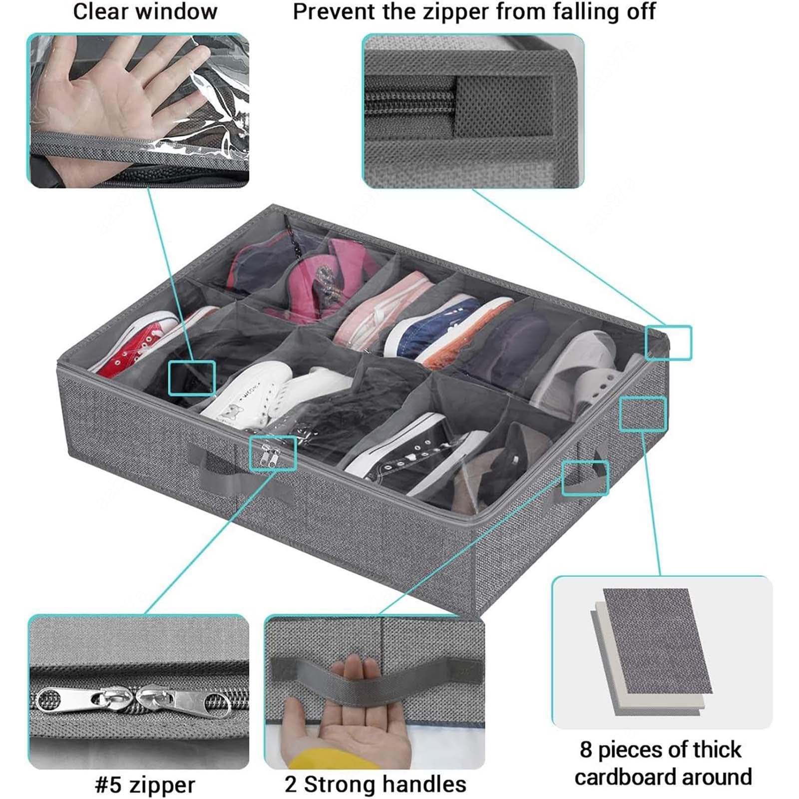 Organisateur sous Le Lit Pliable avec Couverture Transparente, Sac De Rangement sous Lit Organisateur sous Le lit pour Enfants et Adultes,B-4Pcs