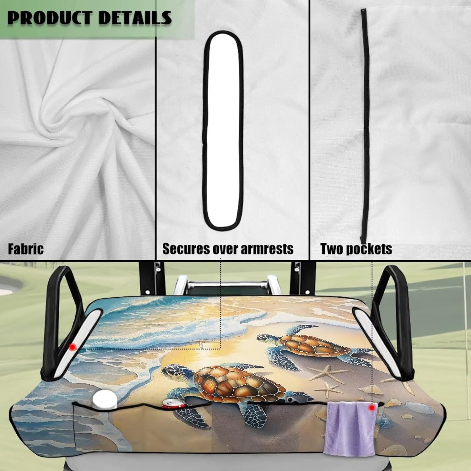 Golf Cart Seat Covers Club Car Universal Golf Cart Seat Towel Blanket with 4 Front Pockets