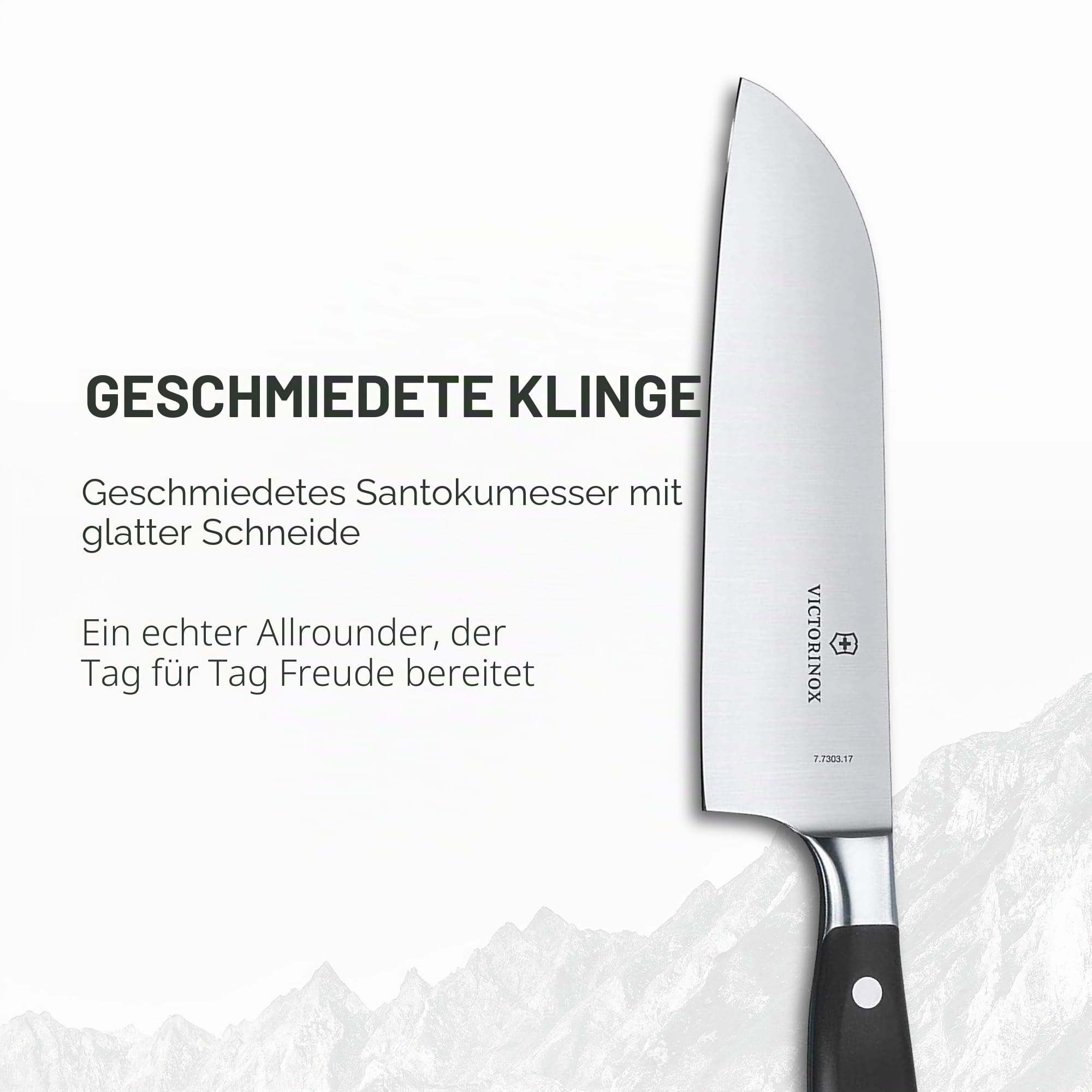 Victorinox Grand Maître, Profi Santokumesser, Extra Scharfe Klinge, gerader Schliff, 17 cm, Kunststoffgriff, Rostfreier Stahl, schwarz