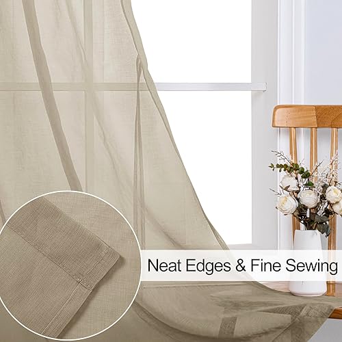 Miniatura 4 de XWZO Cortinas transparentes de 84 pulgadas de largo, juego de 2 paneles para dormitorio, filtro de luz, aireadas y transpirables, de lino sintético