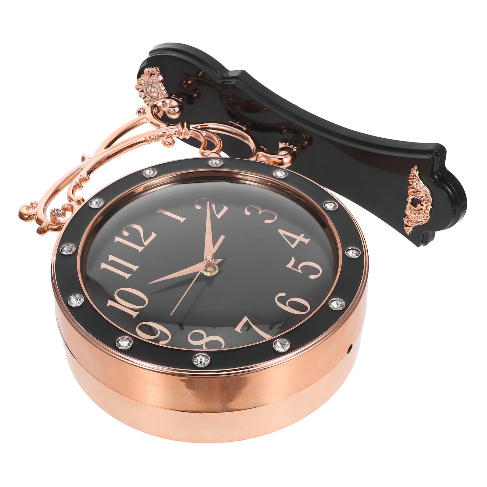 Horloge murale double face noire Kichvoe ronde et moderne pour le salon