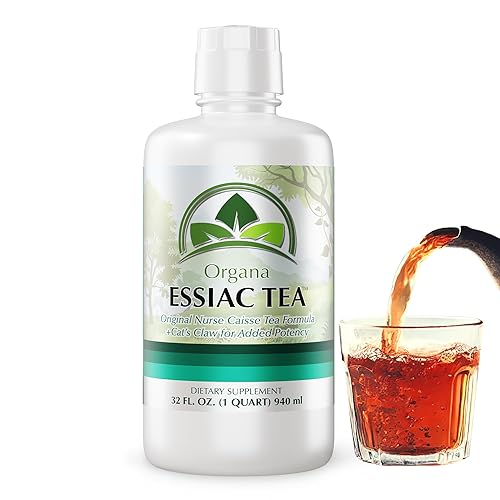 Organa Genuine Essiac Tea - Té essiac líquido orgánico - Fórmula Essiac auténtica de 4 hierbas - Mezcla de desintoxicación de hierbas Ojibwa -