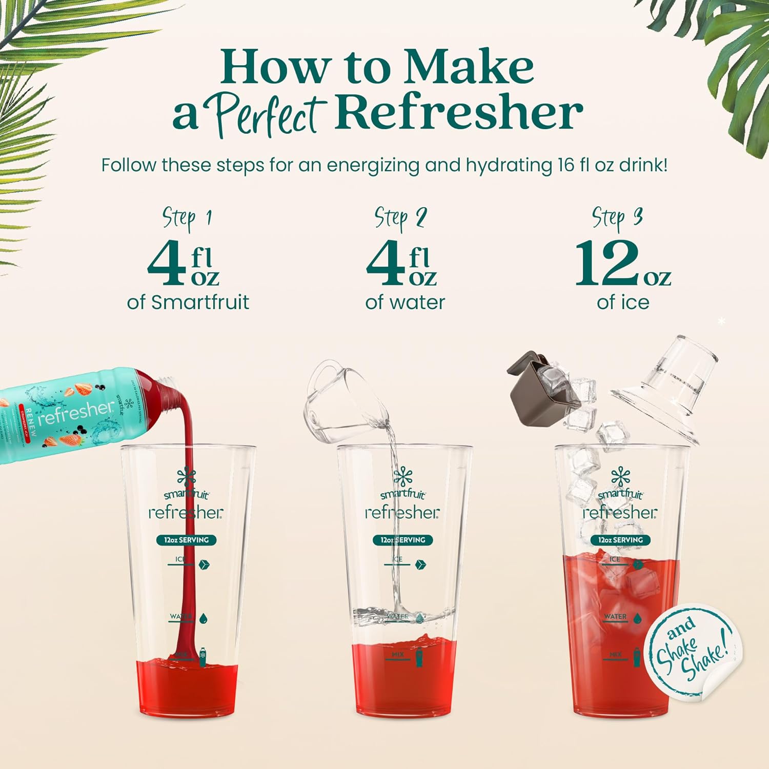 Smartfruit Renew Refresher – Strawberry, Acai – Made with Real Fruit Juice, No Added Sugar, Coconut Water for Hydration, Green Coffee Bean Extract for Natural Energy – 48oz Drink Mix