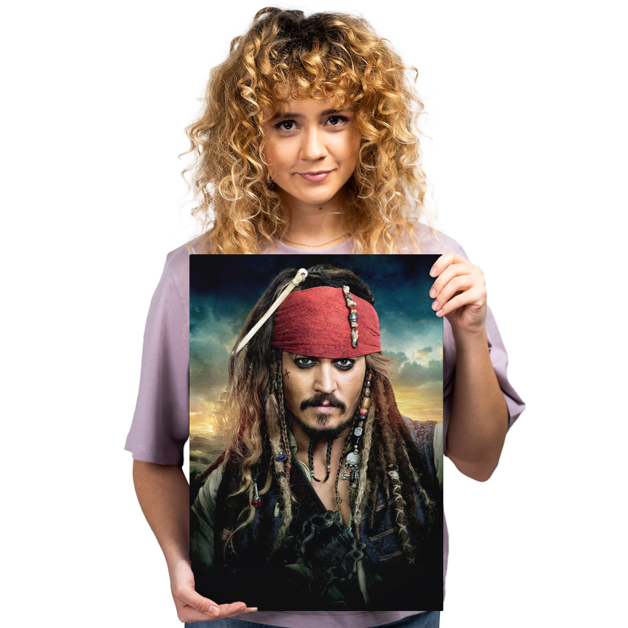Displate Poster in metallo Disney - Pirati dei Caraibi - Capitano Jack Sparrow - Decorazione per camera da letto - Regalo da collezione - Decorazioni di alta qualità da parete, poster del film, 32 x