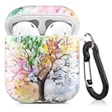 Cutebricase Airpods Case, Airpod Case Colored Tree Protective Hard Airpod Case Cover for Apple AirPods 2 & 1 with Keychain Compatible with Wireless Charging(Tree of Life)