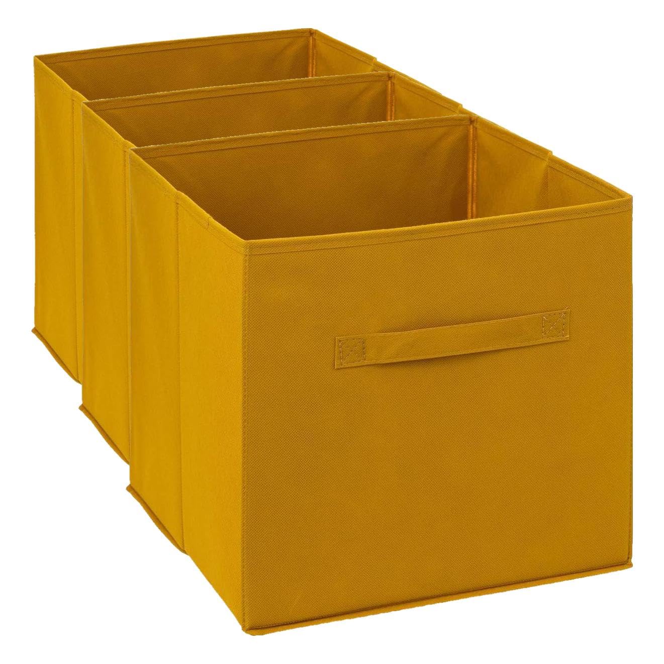 Panier tissu 31x31cm 5five moutarde pour cacher le désordre des étagères cubes