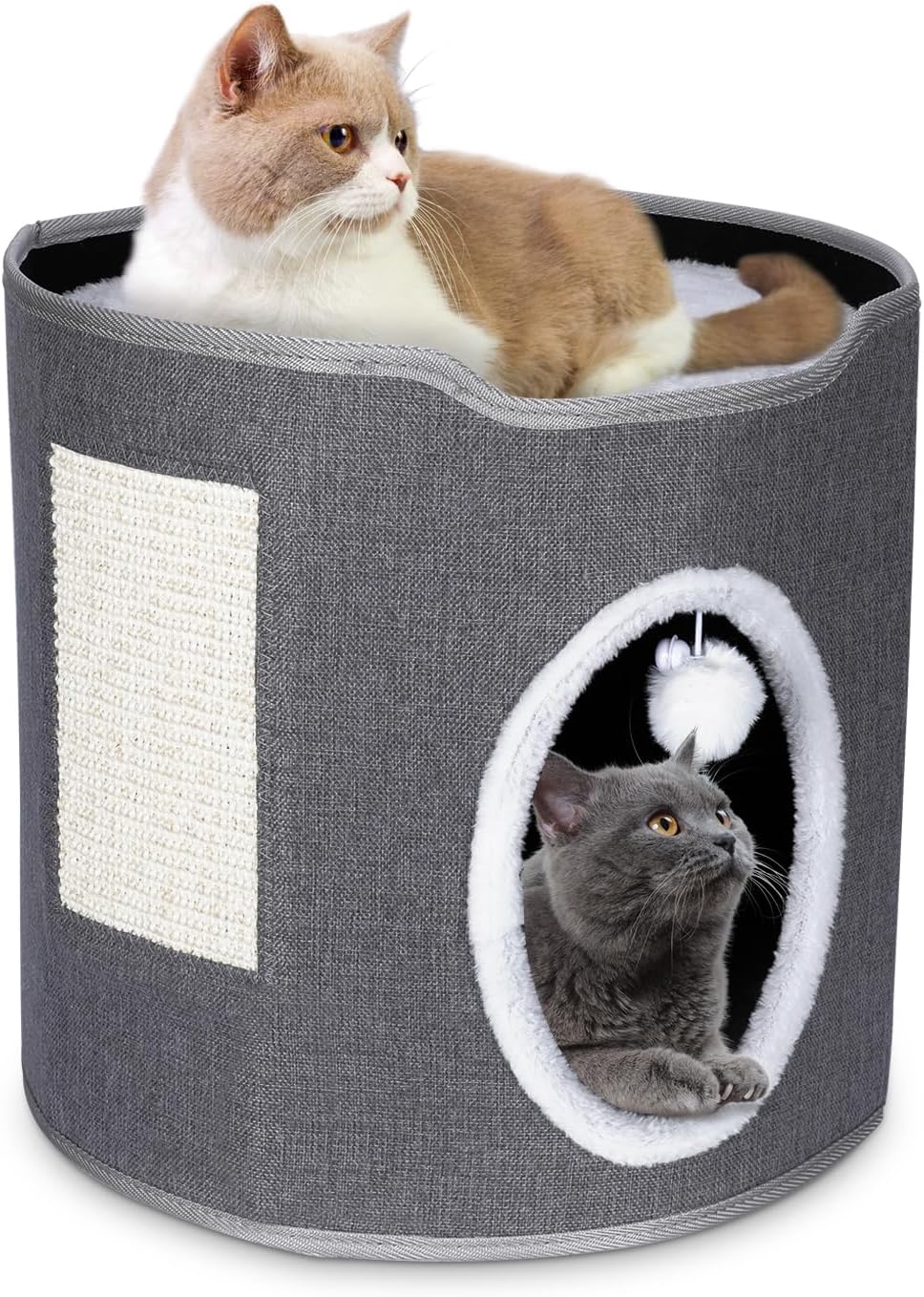 MASTERTOP Cat House for Indoor Cat, Stackable Cat Cave with Fluffy Ball