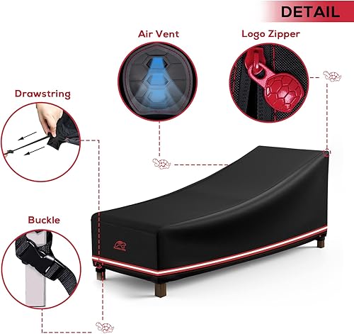 Miniatura 4 de Turtle Life Funda para silla de patio, impermeable, resistente, para exteriores, con ventilación de aire mejorada, 1 paquete, 74 pulgadas de largo x
