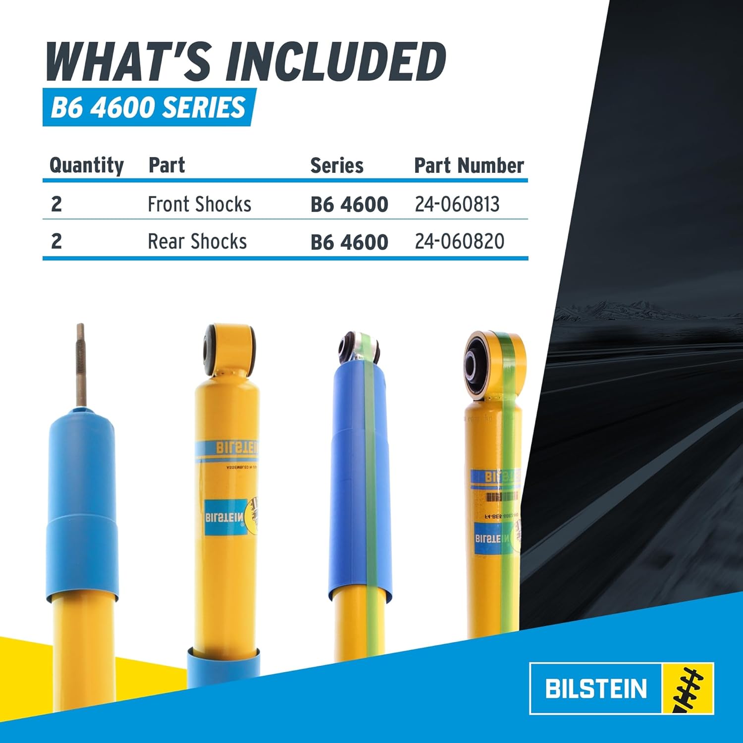 Bilstein Set of Front and Rear B6 4600 Series Shocks Compatible with 1999-2004 Silverado/Sierra 2500/3500 w/o Quadrasteer with 0" Lift | Easy Installation