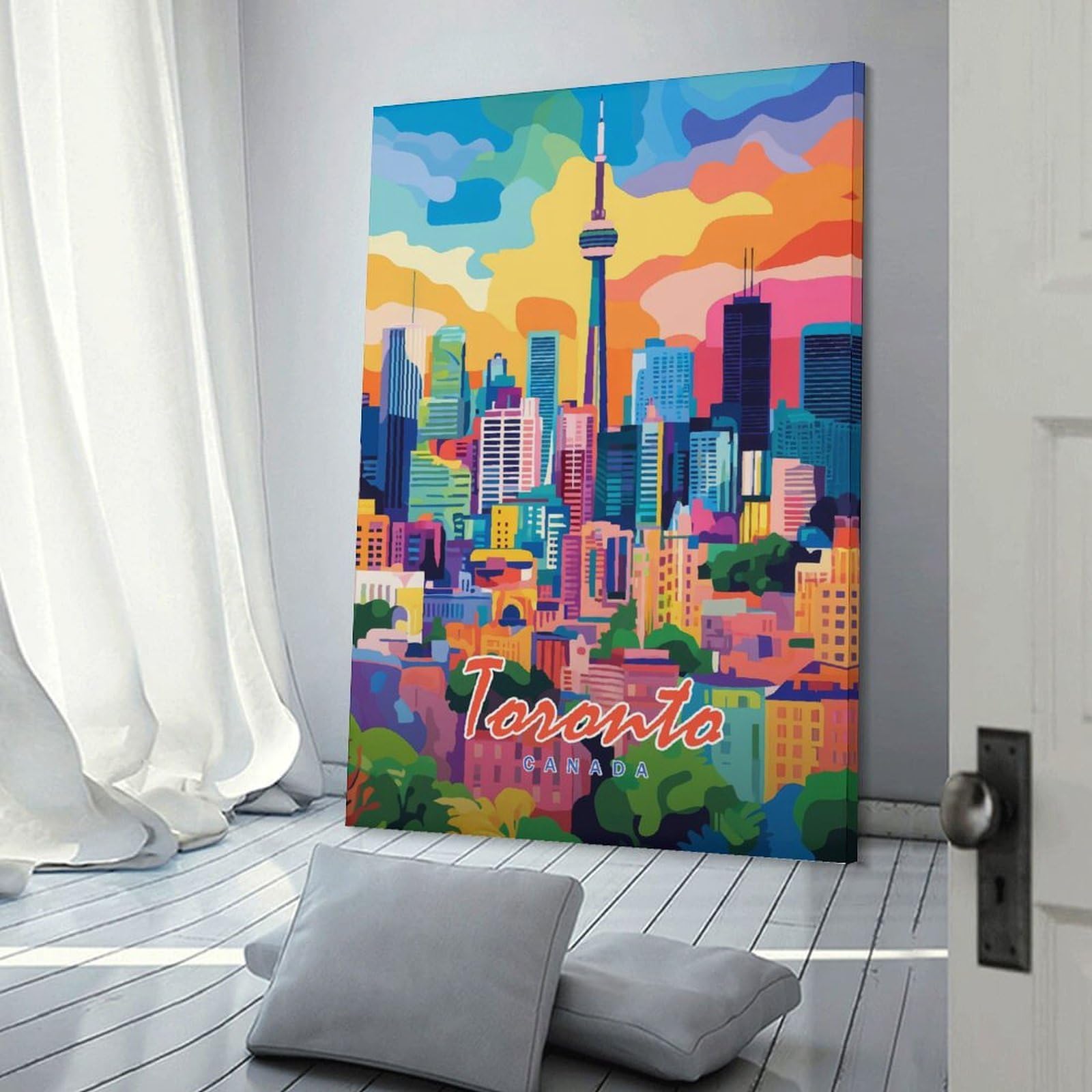 Junmoney Toronto Skyline Art Print Wall Picture Print 20x30inch(50x75cm), for Home Walls, Creative Rooms Or Shared Spaces, Stylish Home Artwork for Focal Walls