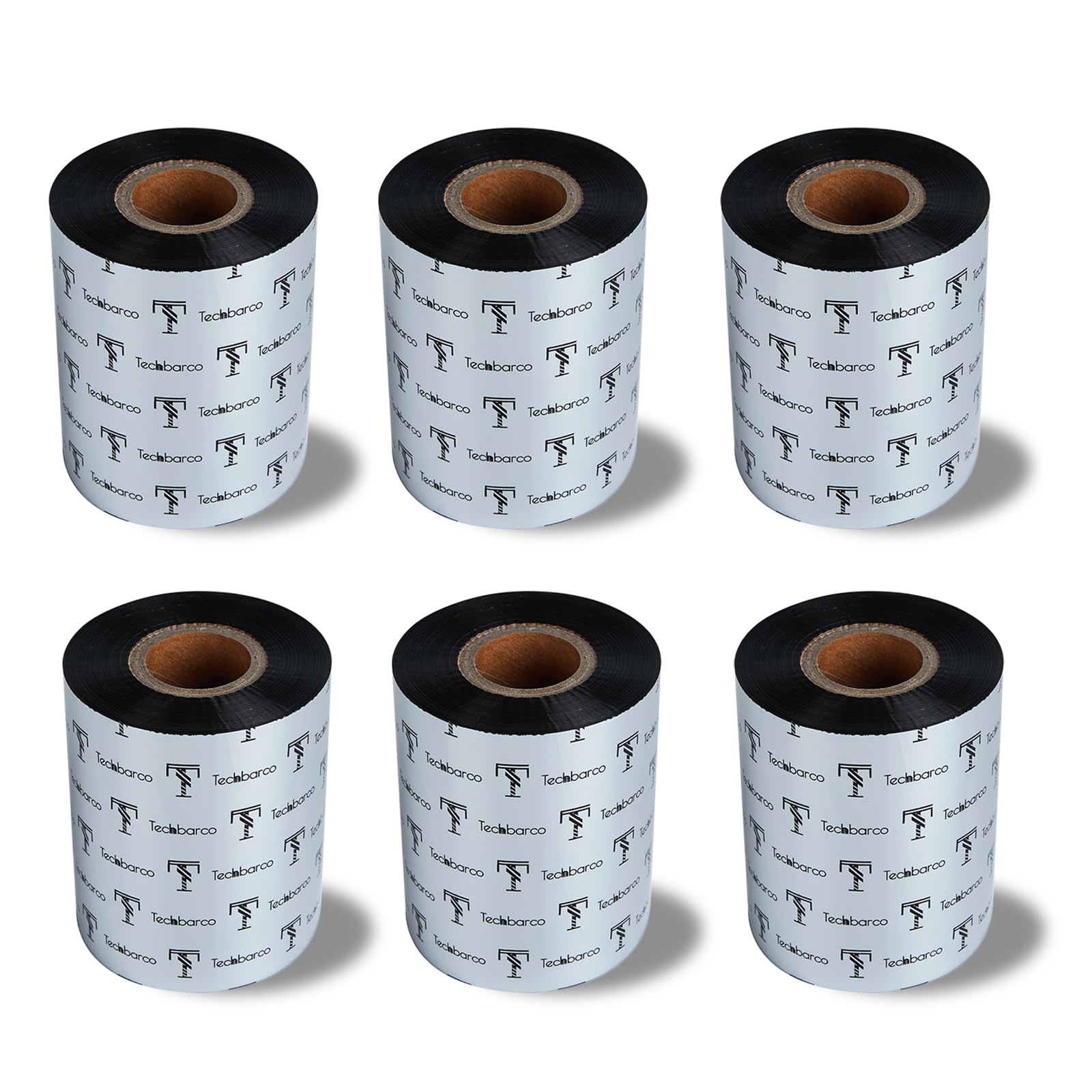 6 Rolls 3.14" x 984'(80mmx300m) Enhanced Wax Thermal Transfer Ribbon, Core 1", Black, Ink Outside, Barcode Ribbon Compatible with Zebra Printer