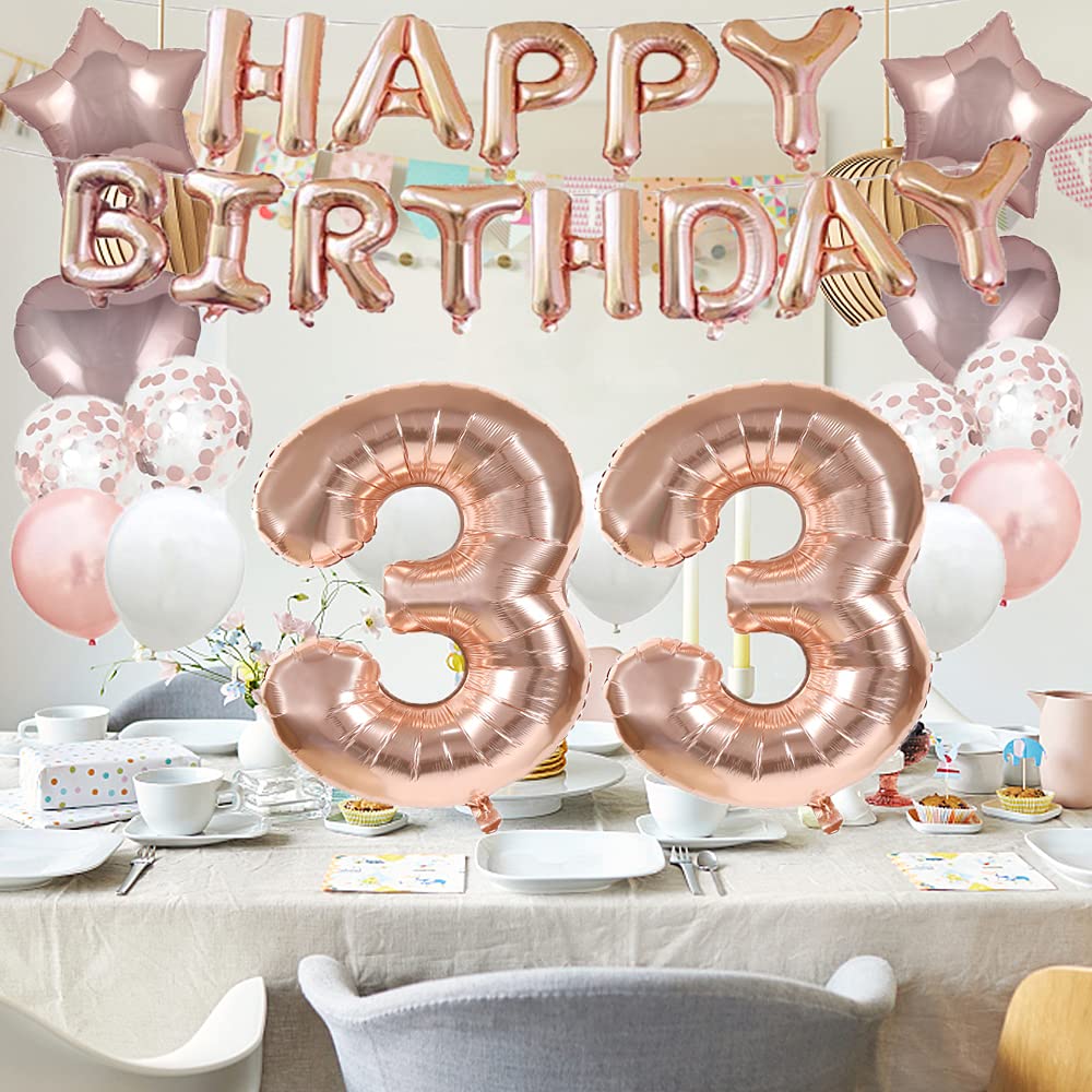 33. Geburtstag Dekoration Set – Goldene Luftballons & Banner Für Die Party
