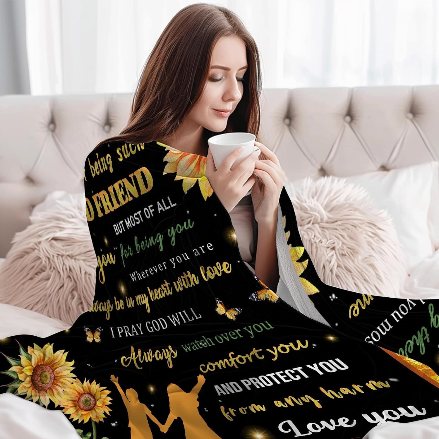 Sisters Gifts from Sister, Birthday Gift for Sisters from Brother, to My Sisters Blanket for Christmas - Super Soft Flannel Sunflower Throw Blanket 60" x 50" - Image 2