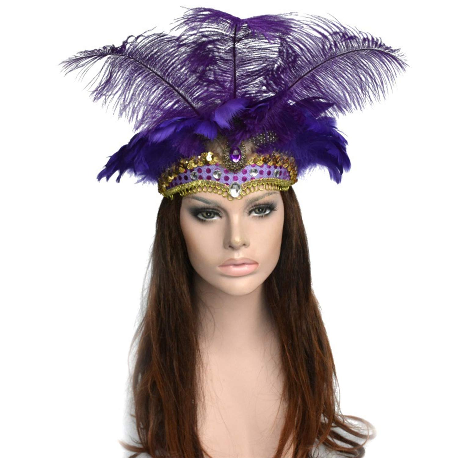 Ulalaza Carnival Feather Headpiece Showgirl Headband Roaring 20s 1920s Flapper Head Band Vintage Gatsby Party Accessories - Image 2