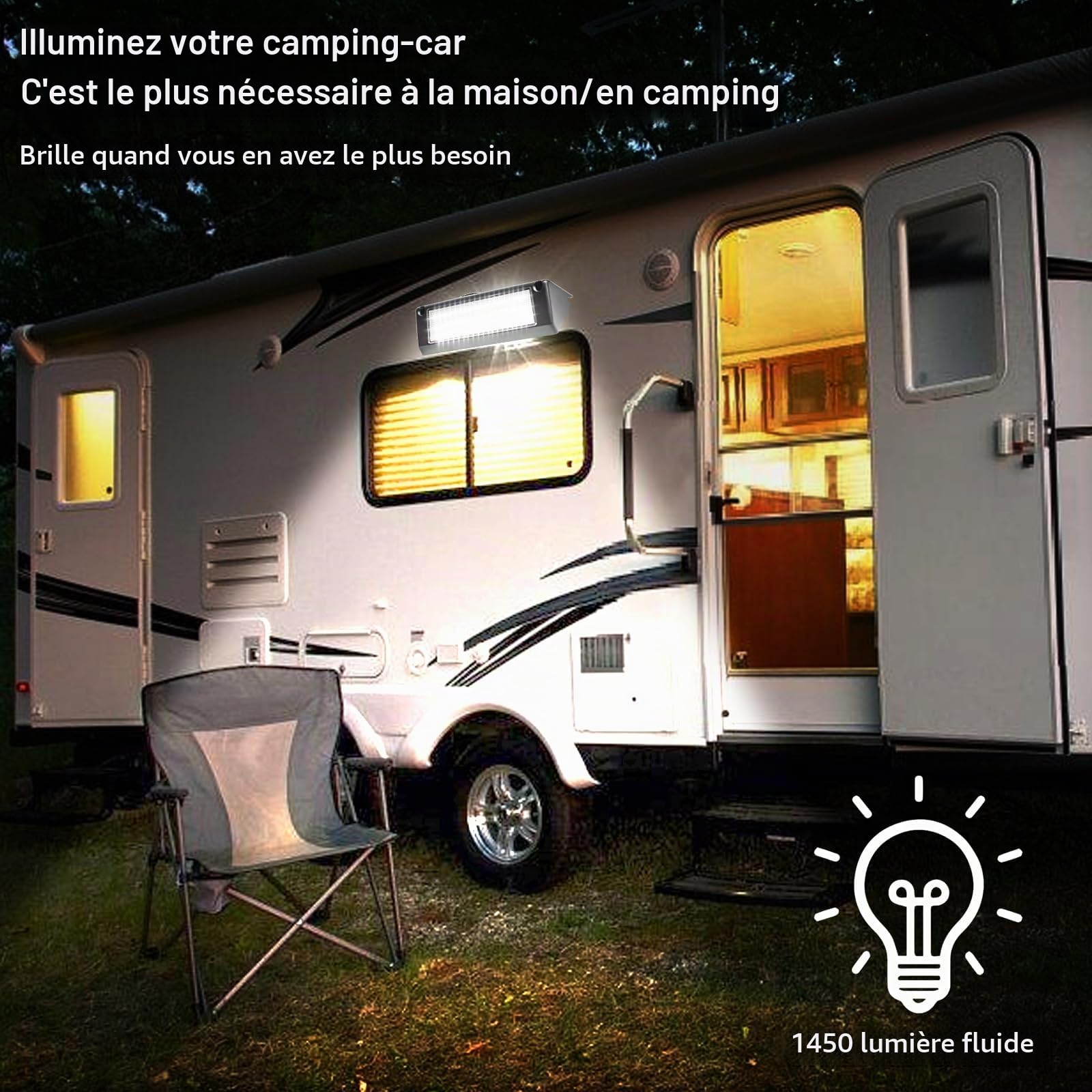 Leikurvo Éclairage De Plaque D'immatriculation LED: Lampe Extérieure 12V, Lumière Étanche IP67, Résistante Aux Chocs, pour Caravane Et Véhicule De Loisirs (Noir)