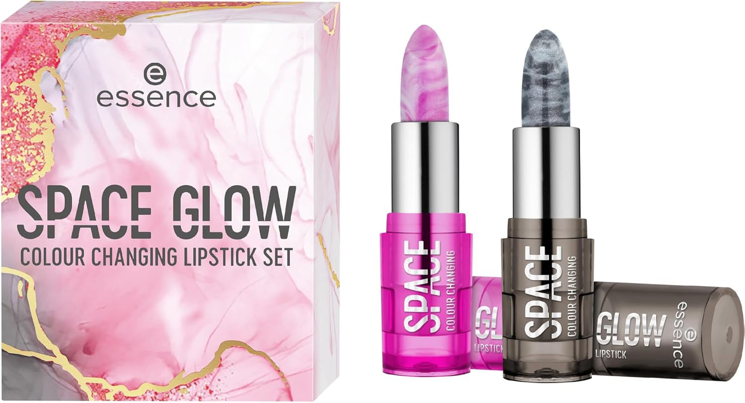 Essence Space Glow Color Change Lipstick Set, Colour Adjusting, Natural, Acetone Free, Vegan, Non-Microplastic Particles, Gluten Free, Pack of 1