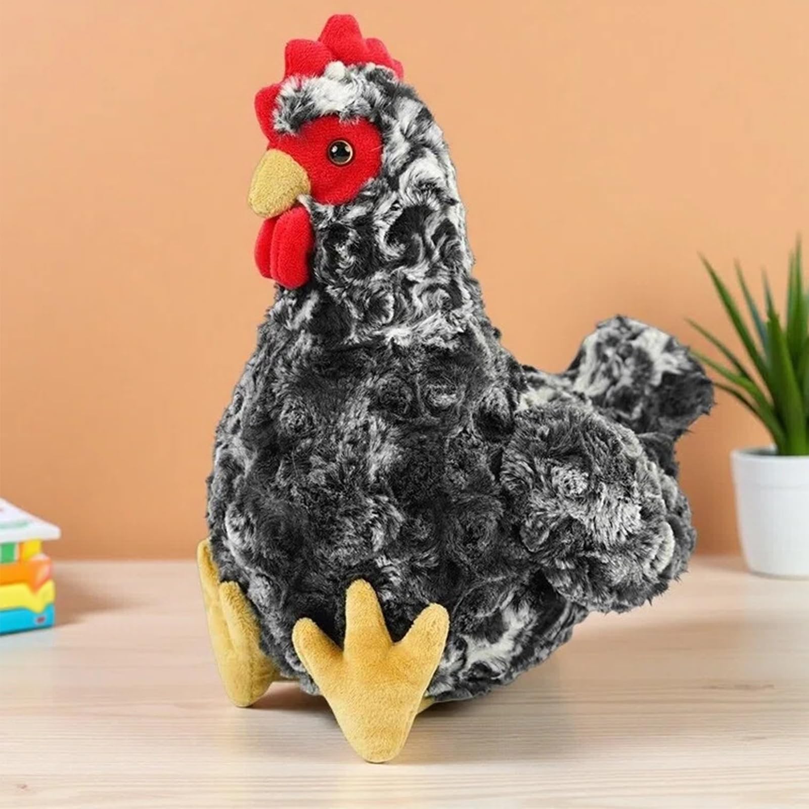 JORCEDI Chicken Plush, 28cm Silkie Chicken Teddy, White Plush Soft Toy, Cuddly Toys﻿ for Boy, Girl, Adult (hen 27CM/10.63inch)