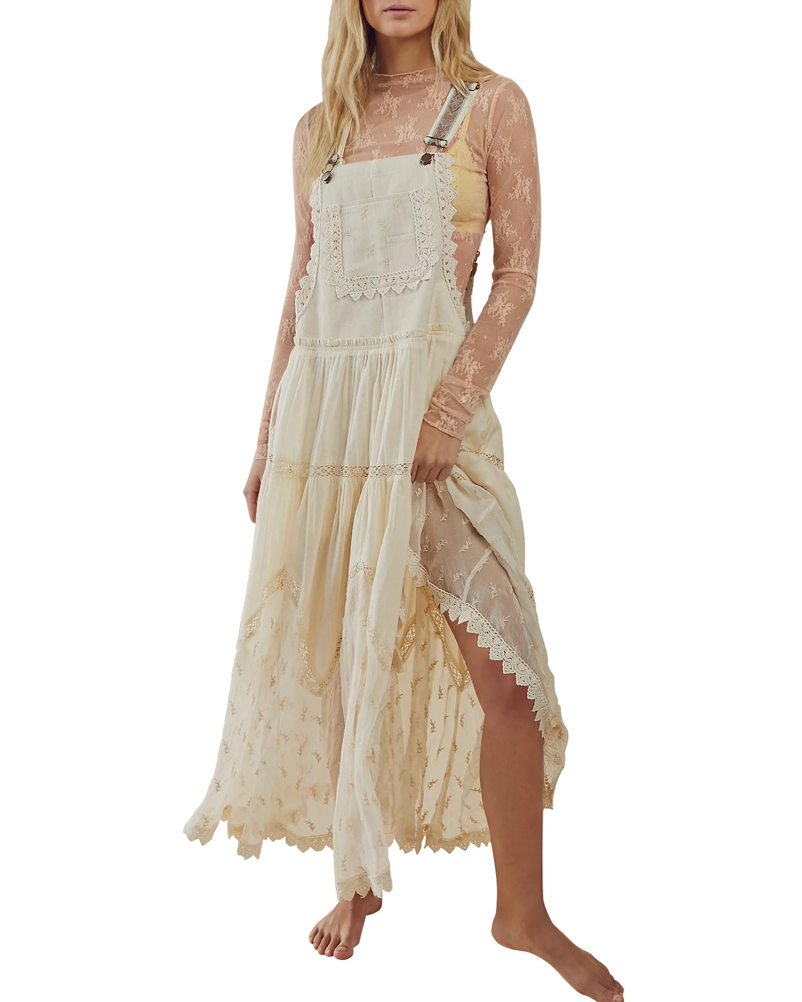Gacaky Floral Embroidered Maxi Dress