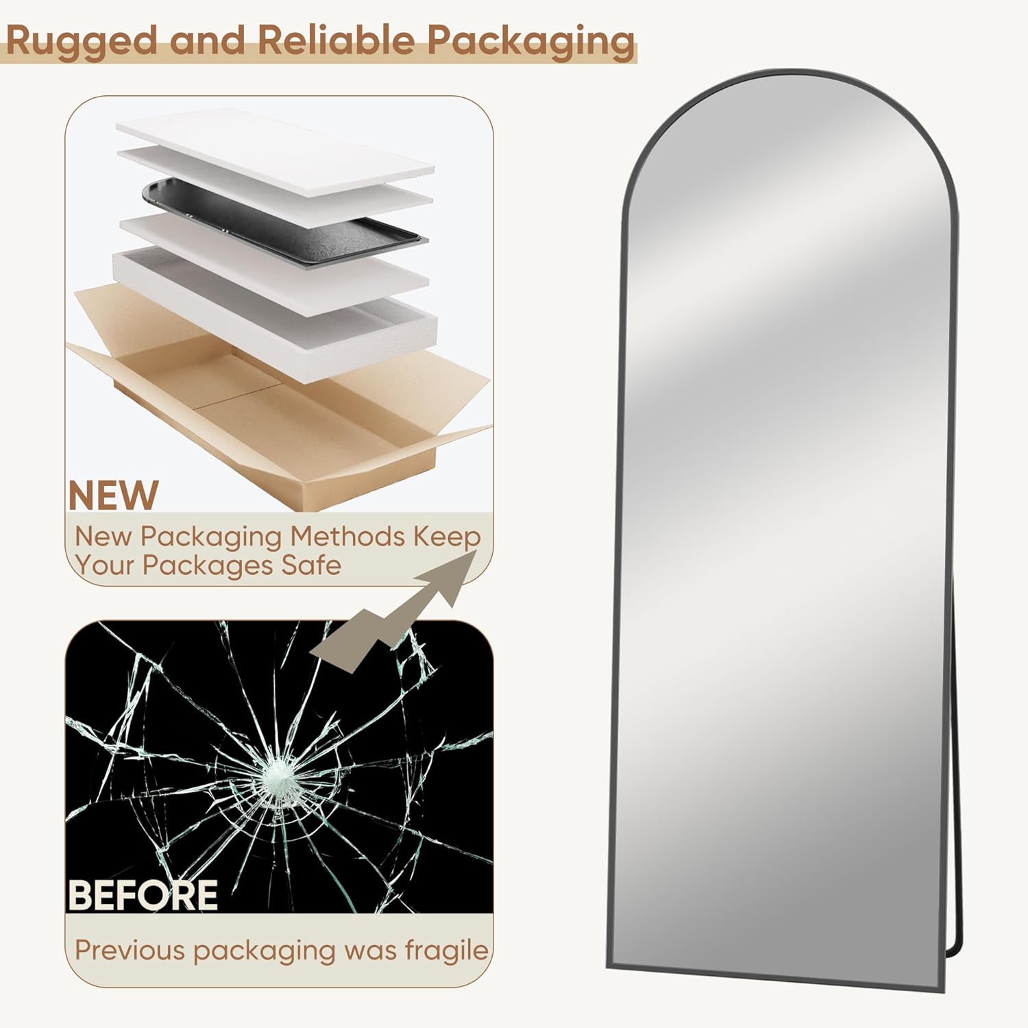 Floor Mirror, Full Length Mirror with Stand 59"x18", Arched Mirror Full Length, Full Body Mirror with Aluminum Alloy Frame Floor Mirror Freestanding, Wall Mounted Mirror for Bedroom Living Room,