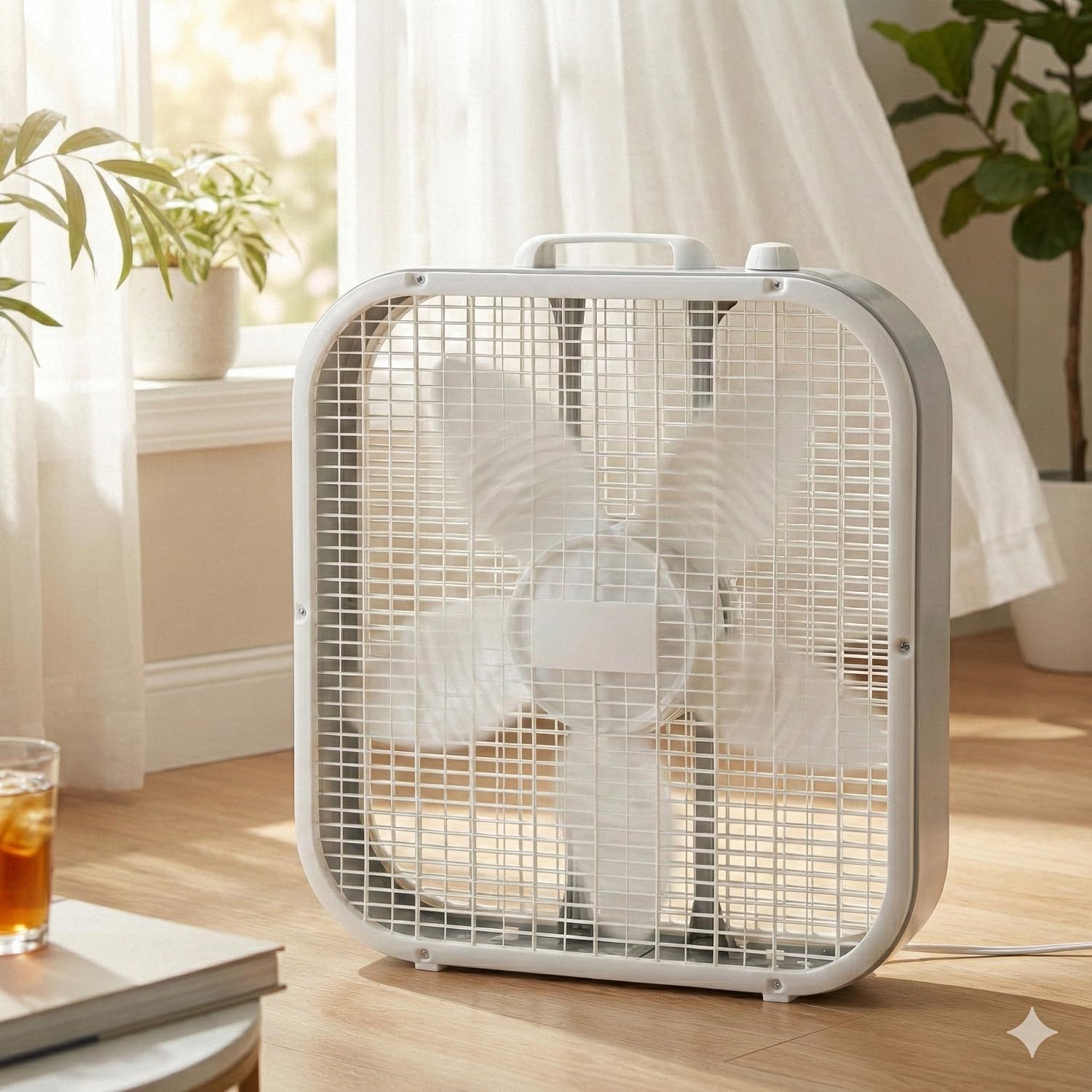 20-Inch Weather-Resistant Box Fan – 3-Speed High Velocity Air Circulator for Window, Greenhouse & Home – Energy Efficient Floor Fan with Carry Handle, White