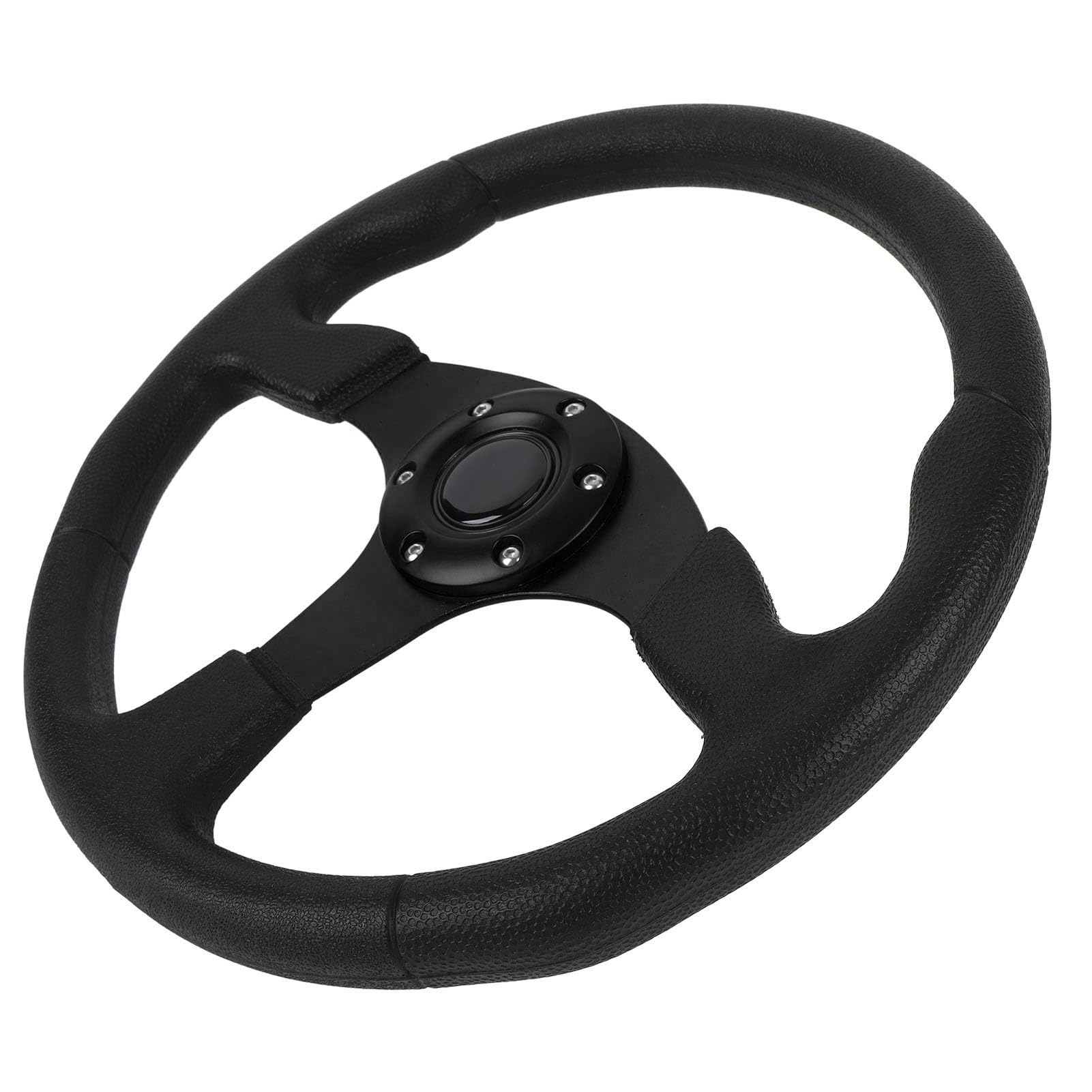 Volante Sportivo Universale 14 Pollici in Pelle PU con Cornice in Alluminio, 6 Fori, Nero, per Auto Racing