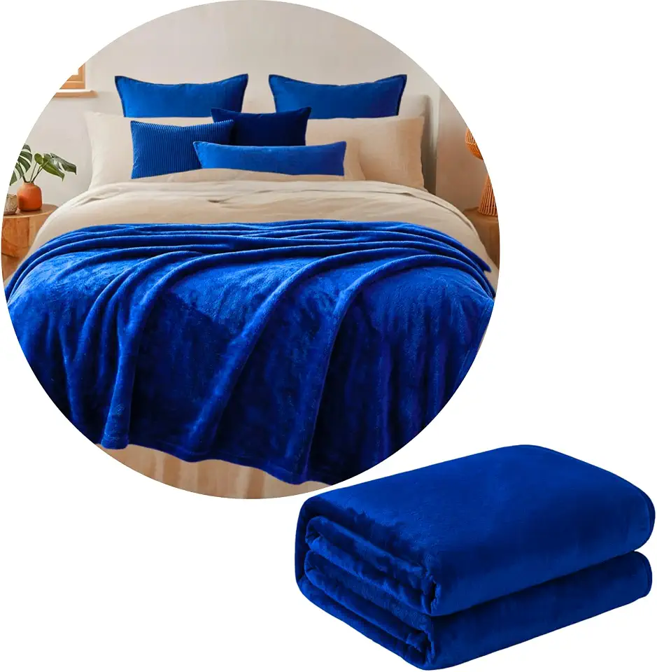 Cobertor Casal, Manta de Microfibra, Tamanho 1,80 x 2,0m, Toque Aveludado, Perfeita para Qualquer Estação do Ano (Azul)