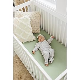 Konssy Muslin Crib Sheets 2 PCS, 100% Cotton Baby Crib Sheets for Standard Crib Mattress (28x 52), Soft and Breathable for Boys, Girls (Woodland,Sage)