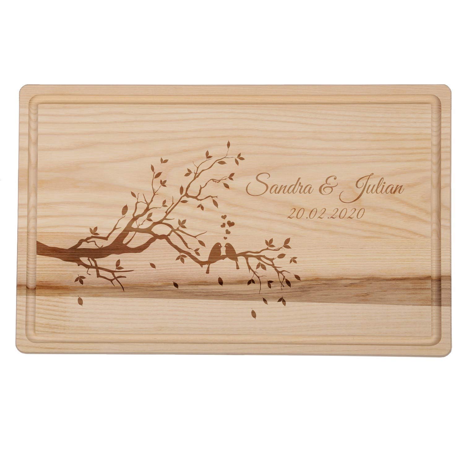 FORYOU24 Holz Schneidebrett hell mit Gravur Motiv 11 - personalisiert mit Wunsch-Namen Küchenbrett graviert als Geschenkidee zur Hochzeit