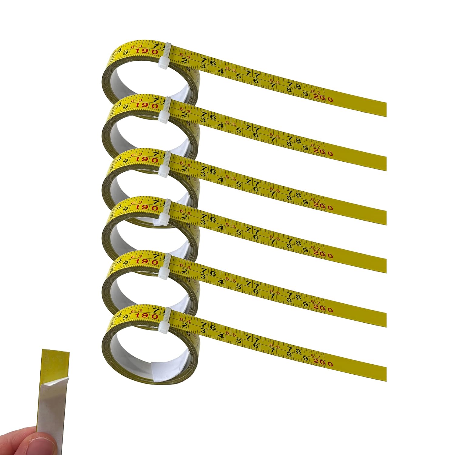 6 Pcs Steel Tape Measure, 78inch Self-Adhesive Measuring Tape, Imperial and Metric Scale Table Ruler for Woodworking Drafting Table Yellow (Left to Right)