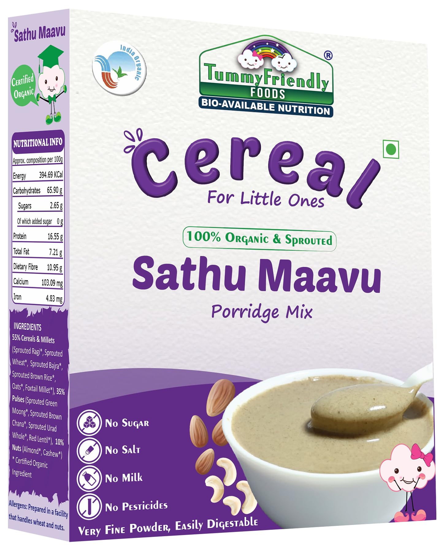 Tummy Friendly Foods Sprouted Sathu Maavu Porridge Mix | Organic Food For kids | MultiGrain Cereal Health Mix | Maximum Possible Nutrition From Real Food | Shelf-life 9 month | 200g (B0BKLM2SJX) Amazon Price History, Amazon Price Tracker