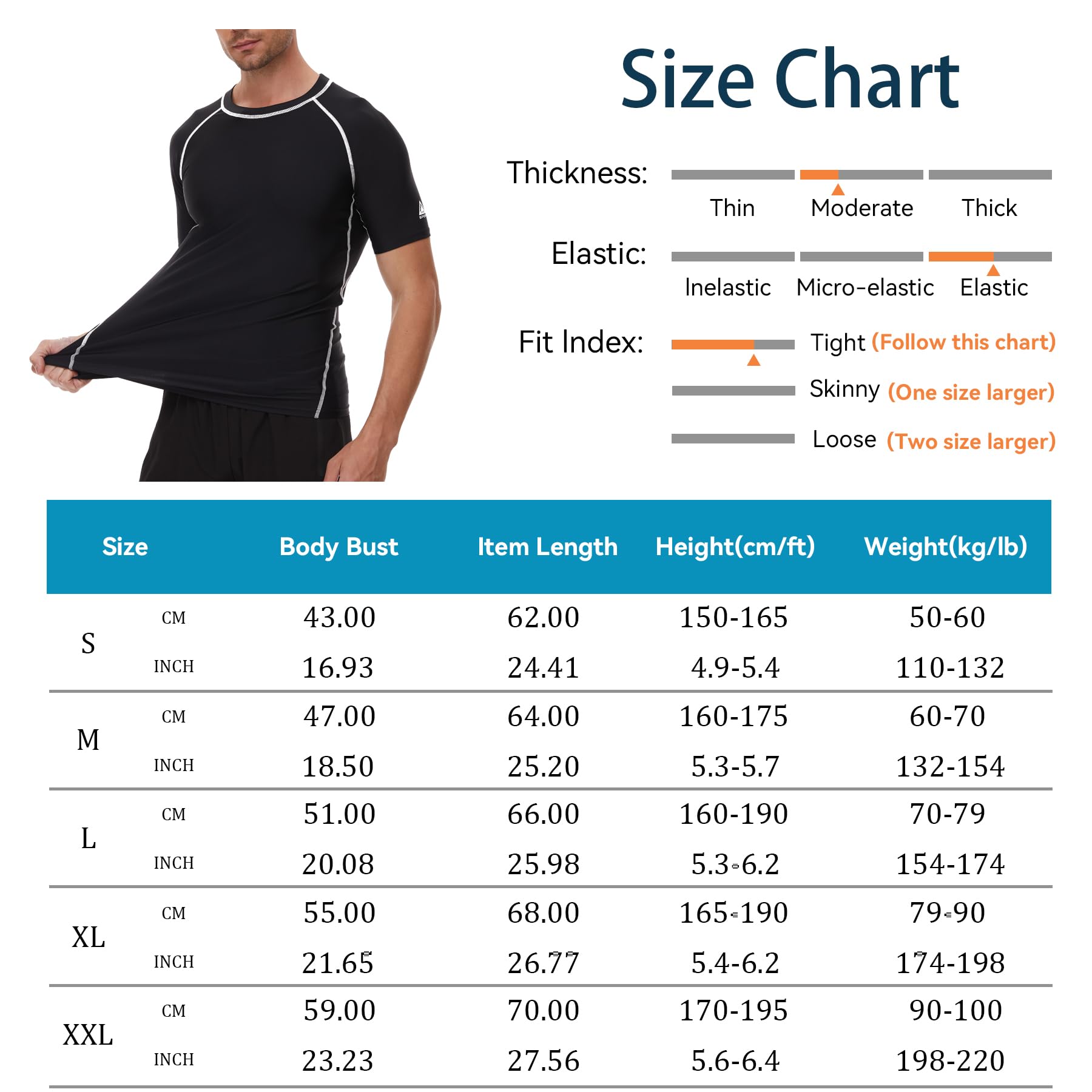 AMZSPORT Maglietta Rash Guard da Uomo, Protezione UV UPF 50+, T-Shirt a Manica Corta, Gilet di Protezione Solare ad Asciugatura Rapida per Nuoto, Surf, Pesca, Corsa