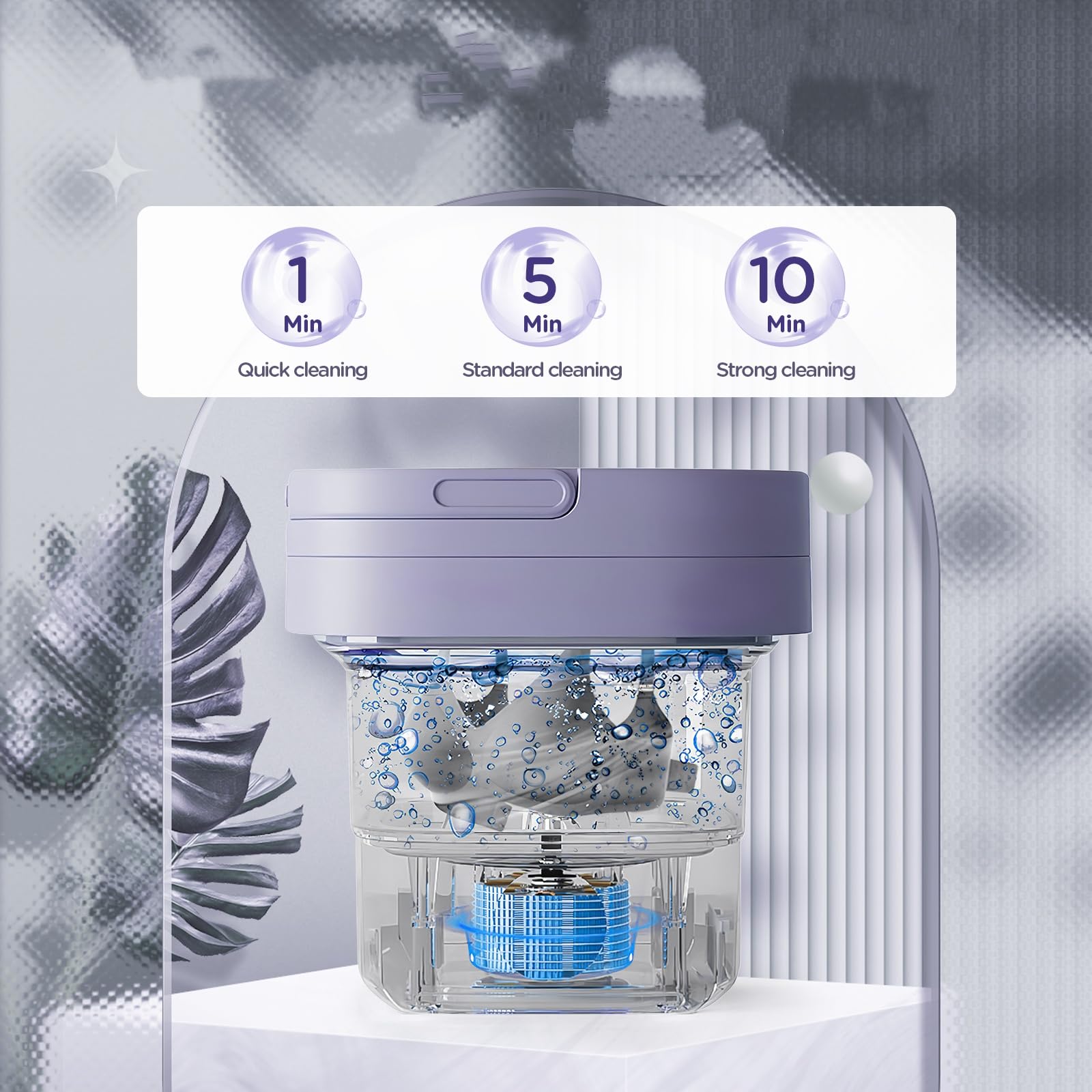 Mini Faltbare Waschmaschine, 10L Camping Reisewaschmaschine mit Schleuder, 3 Reinigungsmodi Ultraschalltechnik Portable Washing Machine, Leicht und Kompakt für kleine Wäschestücke Zuhause-Lila