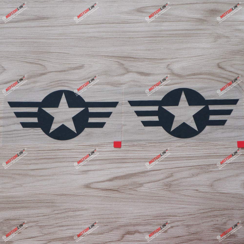 (2) 6'' Air Force Star WW2 Decal Sticker Car Vinyl fit for Jeep Willys Black a sda2