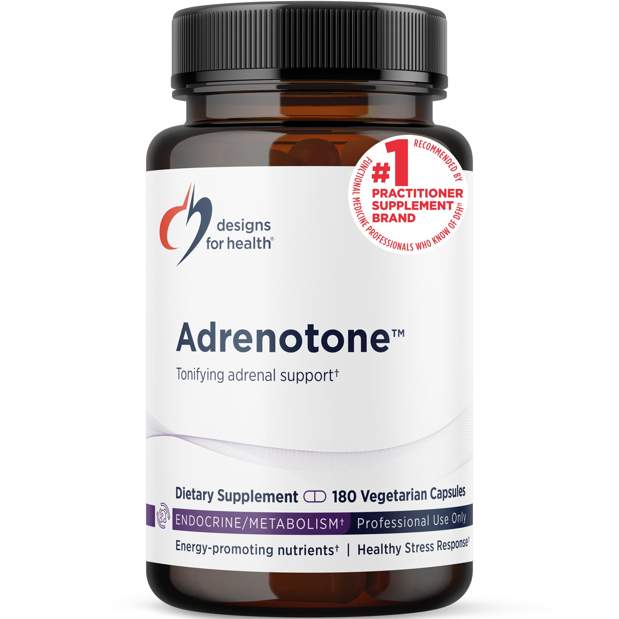 Designs for Health Adrenotone - targeting The adrenals, Featuring Rhodiola Rosea and Ashwagandha, Vitamins B6, B2, B5, Supports The Nervous System and Resistance to Stress, 180 Capsules