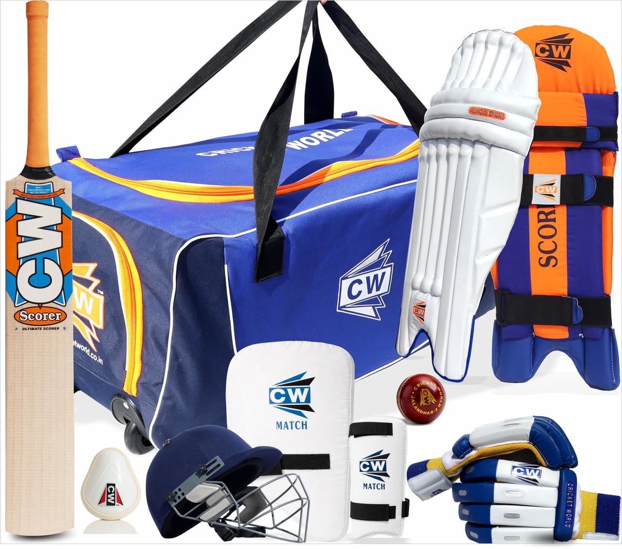 CW Scoremaster Kit || Kashmir Willow Batting Kit || Leather Ball Bat || Tournament Test Match || Cricket Kit with Bat || All Age Groups || Right 6-image-37