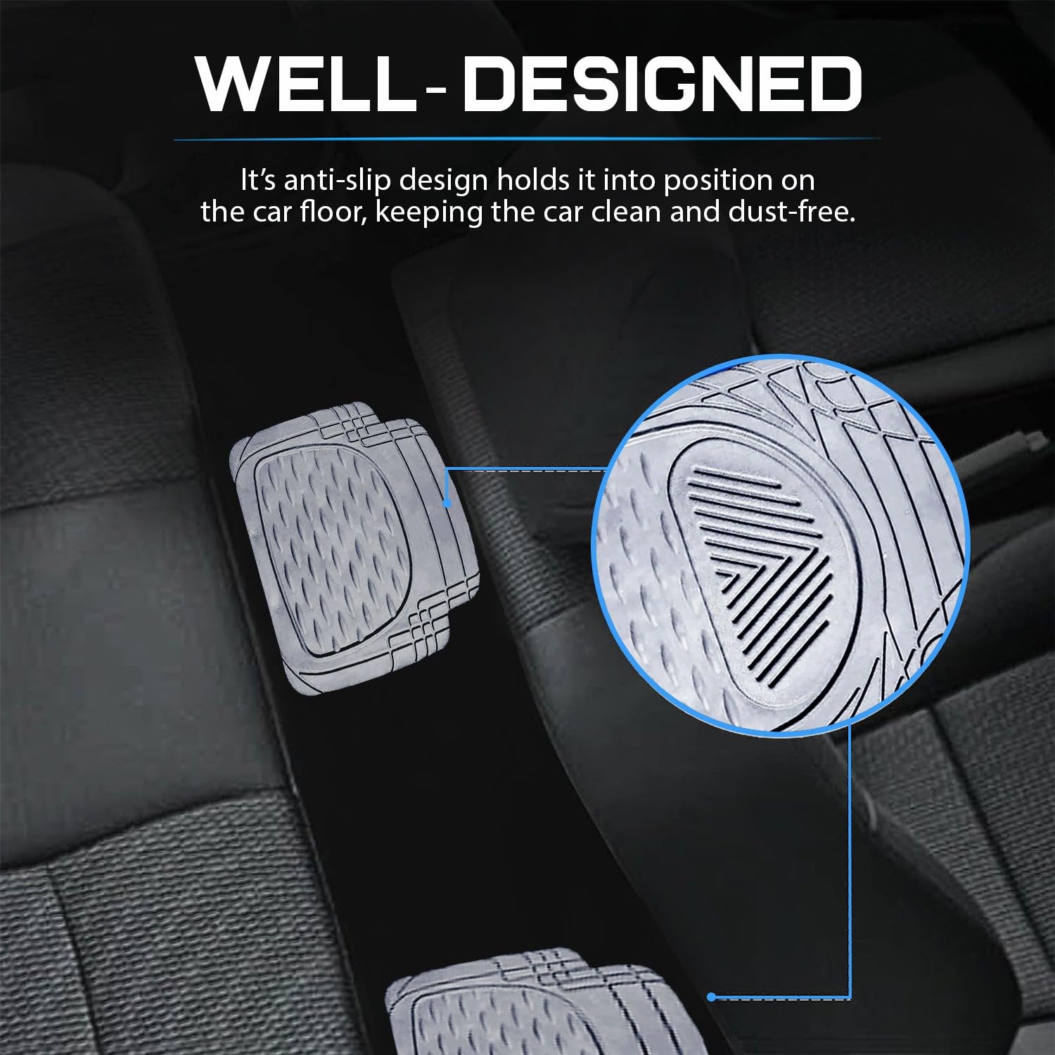KINGSWAY® Anti-Skid Rubber Car Floor Mat Compatible with Ford Ecosport, (Year 2012-2016), PVC Car Foot Mats with Anti Tear Technology, Automotive Floor Mats, Set of 4 Pieces, Transparent - Image 4 thumbnail