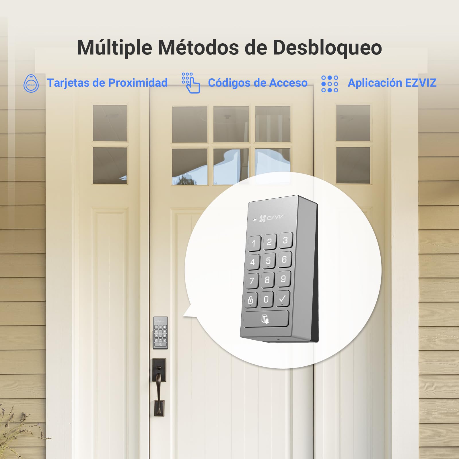 EZVIZ DL01 Pro Cerradura Inteligente con Teclado Multifunctional,Cerradura Electrónica de Puerta con Instalación DIY,Acceso sin Llave por App/Tarjetas/Códigos,Timbre Incorporado,Modo de Privacidad