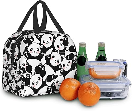Miniatura 6 de Linda lonchera de panda  Bolsas de almuerzo aisladas para niños y niñas, bolsas de almuerzo reutilizables, perfectas para la escuela, campamento,