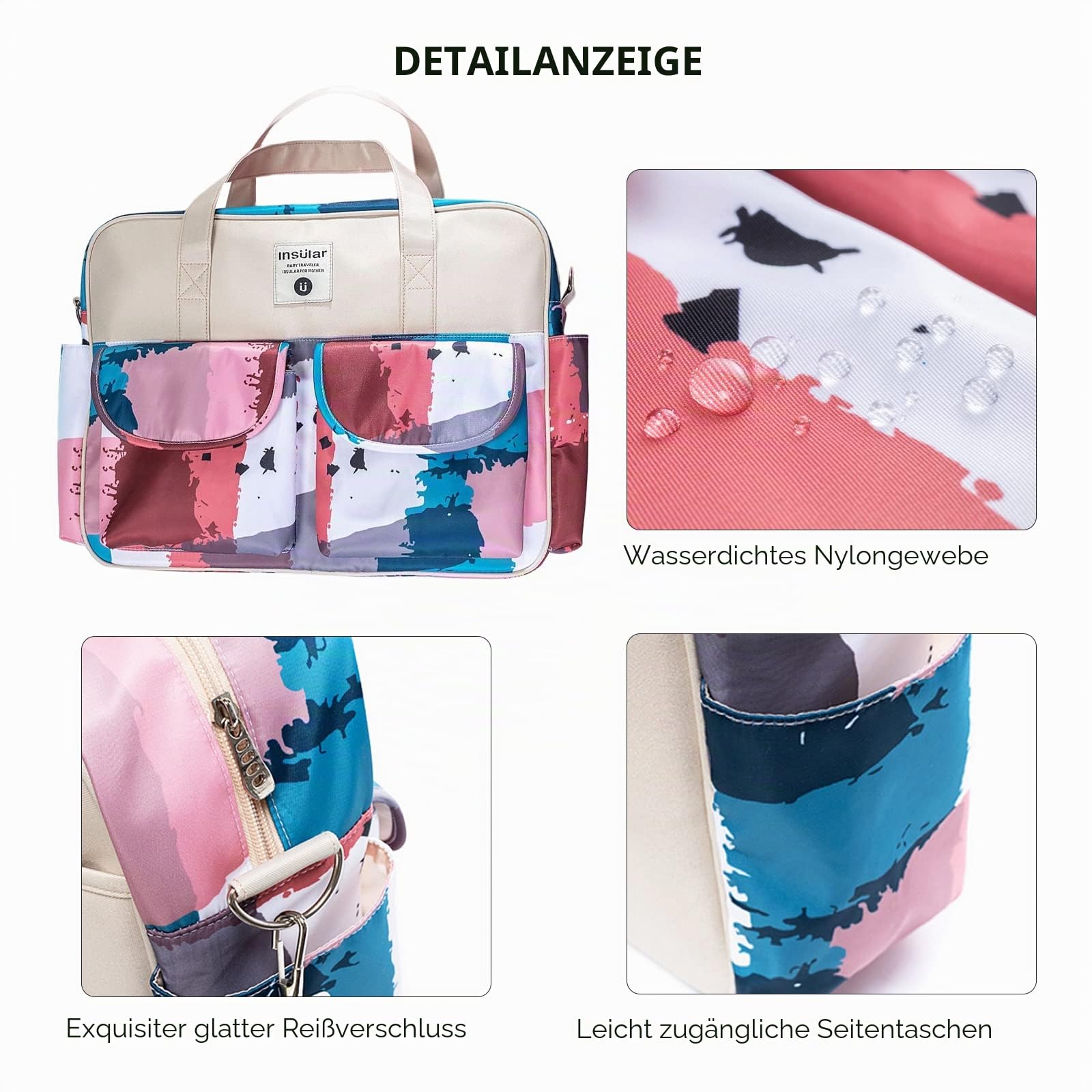 SONARIN Grosse Kapazität Baby Wickeltasche,Multifunktionale Wasserdicht Reise Wickeltasche Umhängetasche Tragetasche Henkeltaschen Babytasche mit Schultergurte & Wickelunterlage